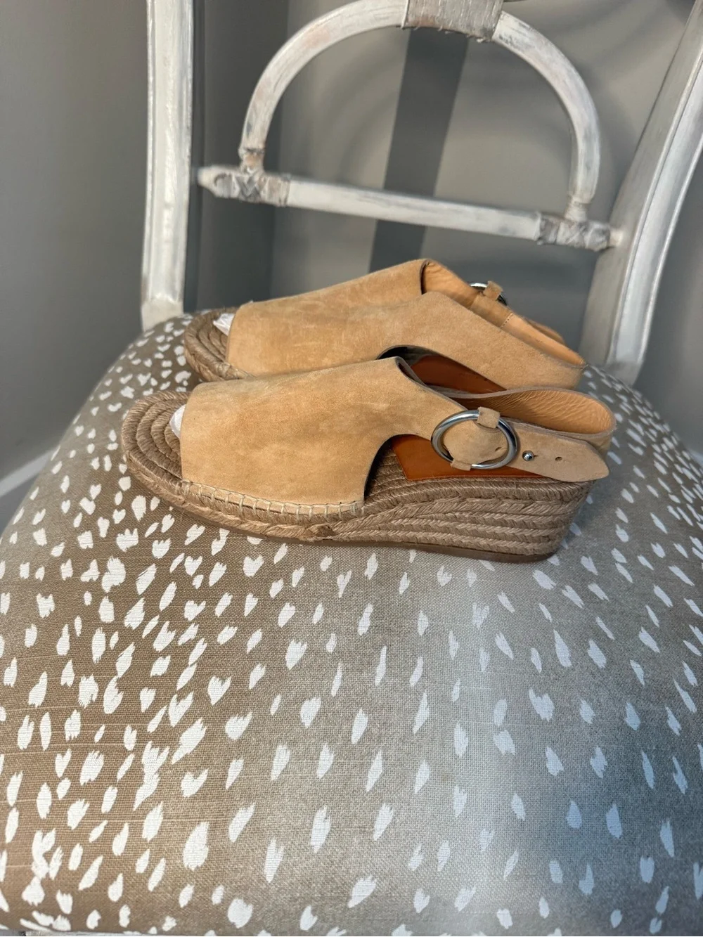 rag & bone Tan Suede Espadrille Wedge Sandals